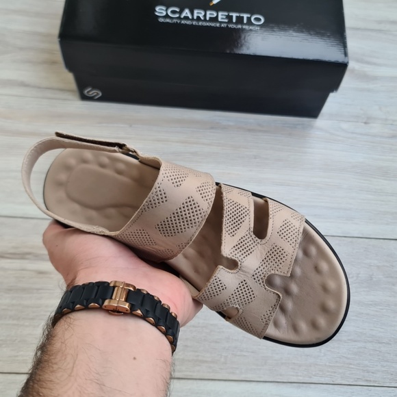 Premium Leather Men\'s Sandal in Beige